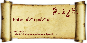 Hahn Árpád névjegykártya
