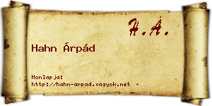 Hahn Árpád névjegykártya